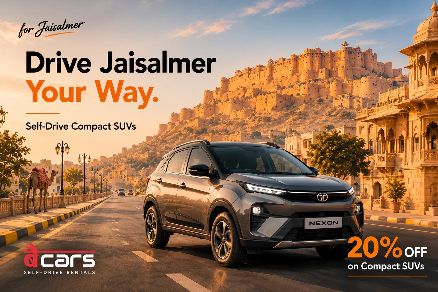 Drive Jaisalmer Your Way — 20% off Self-Drive Compact SUVs